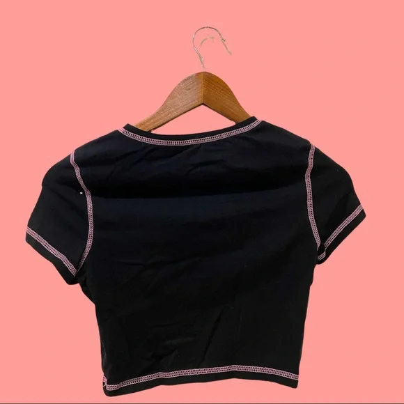 Cartoon graphic contrast stitch tee - Picture 4 of 4